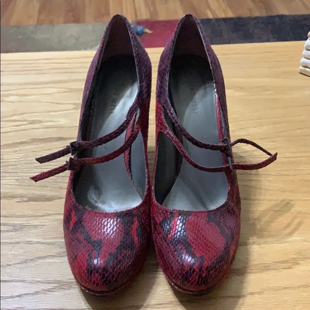 Baby doll style snake print heels